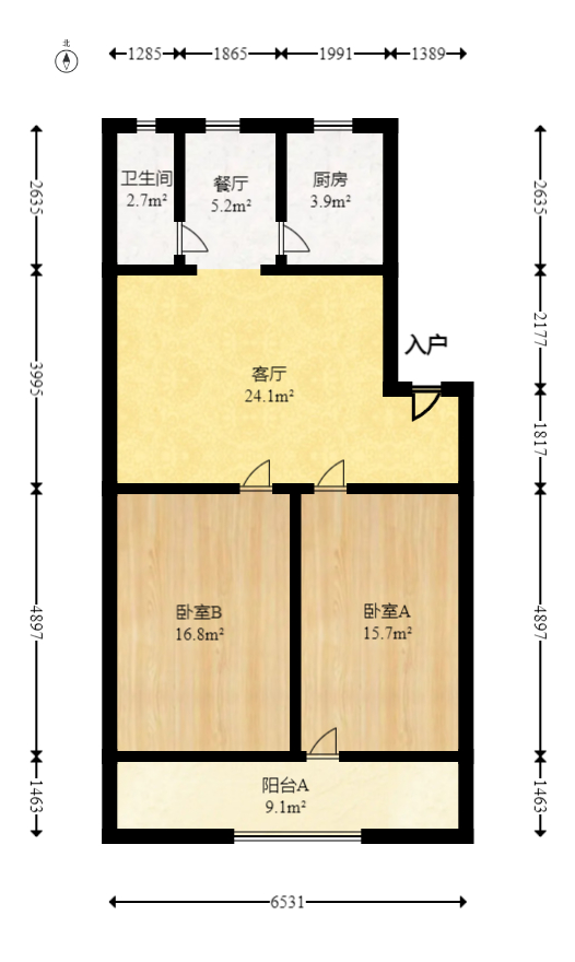 东瓜山二村  2室2厅1卫    45.0万室内图1