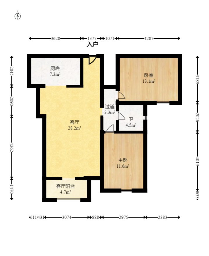 海伦春天 2室1厅1卫 58.6万 海伦春天 2室1厅1卫 58.6万户型图
