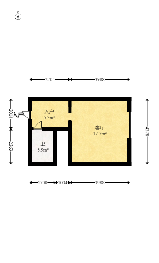 时代港湾  2室1厅1卫   32.00万室内图1