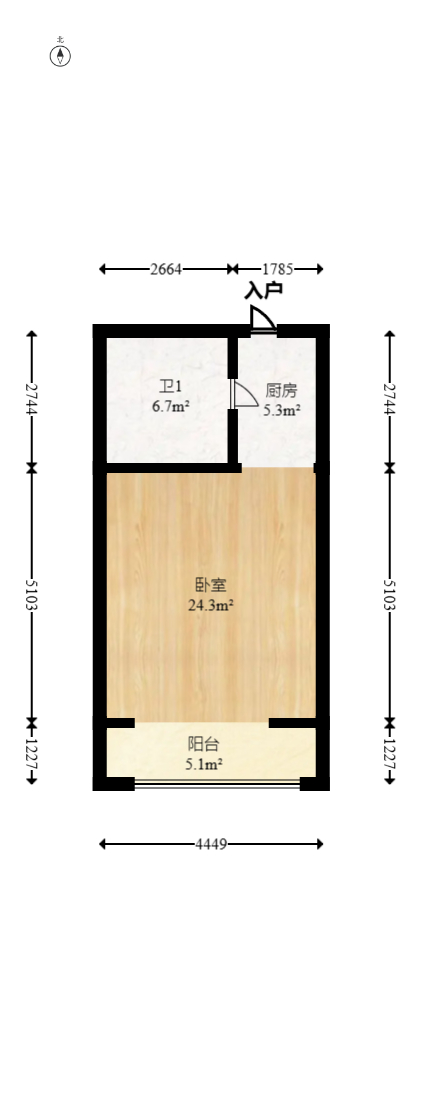 江山帝景哈佛  1室1厅1卫   37.80万室内图1