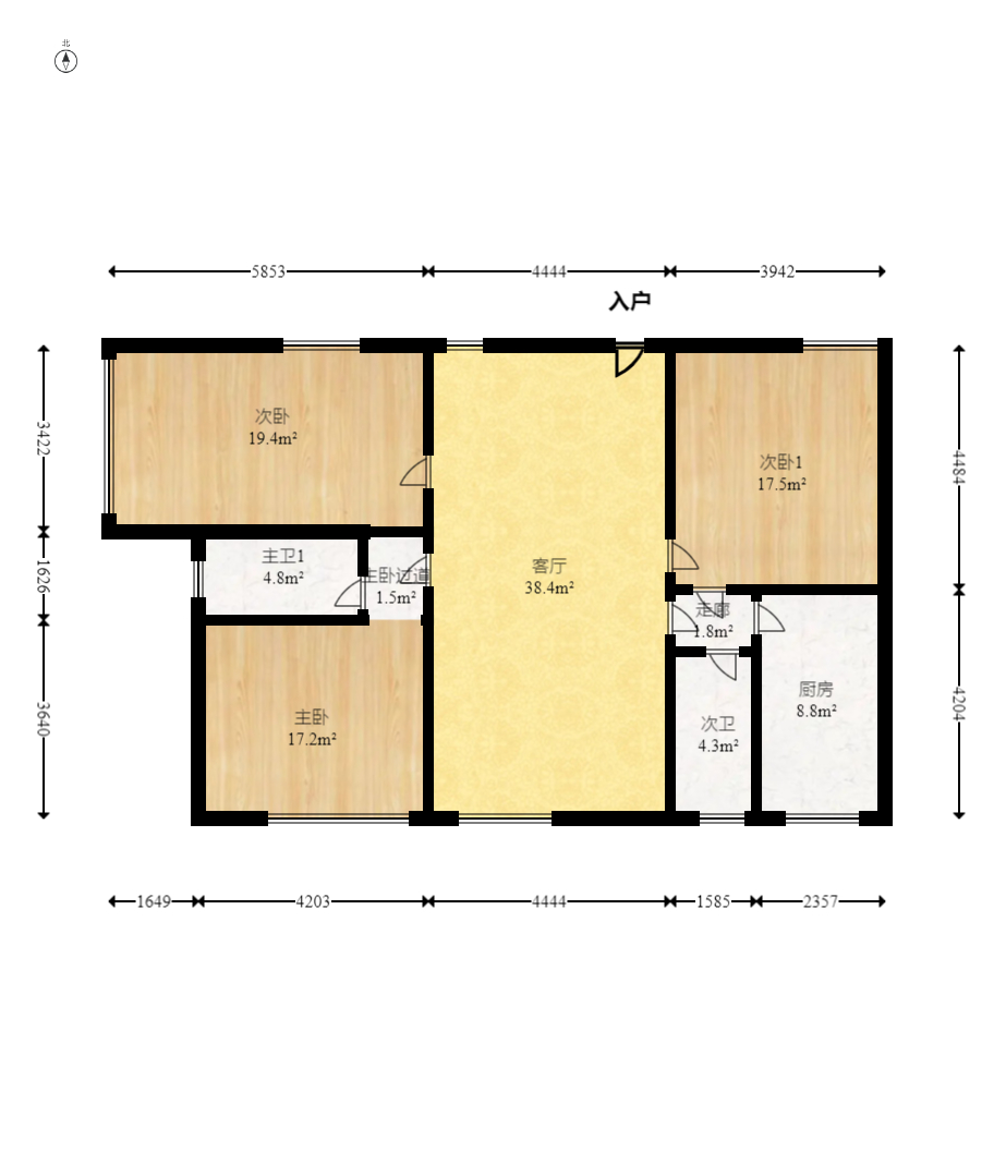 福海新城 2室2厅1卫 108.0万 福海新城 2室2厅1卫 108.0万户型图