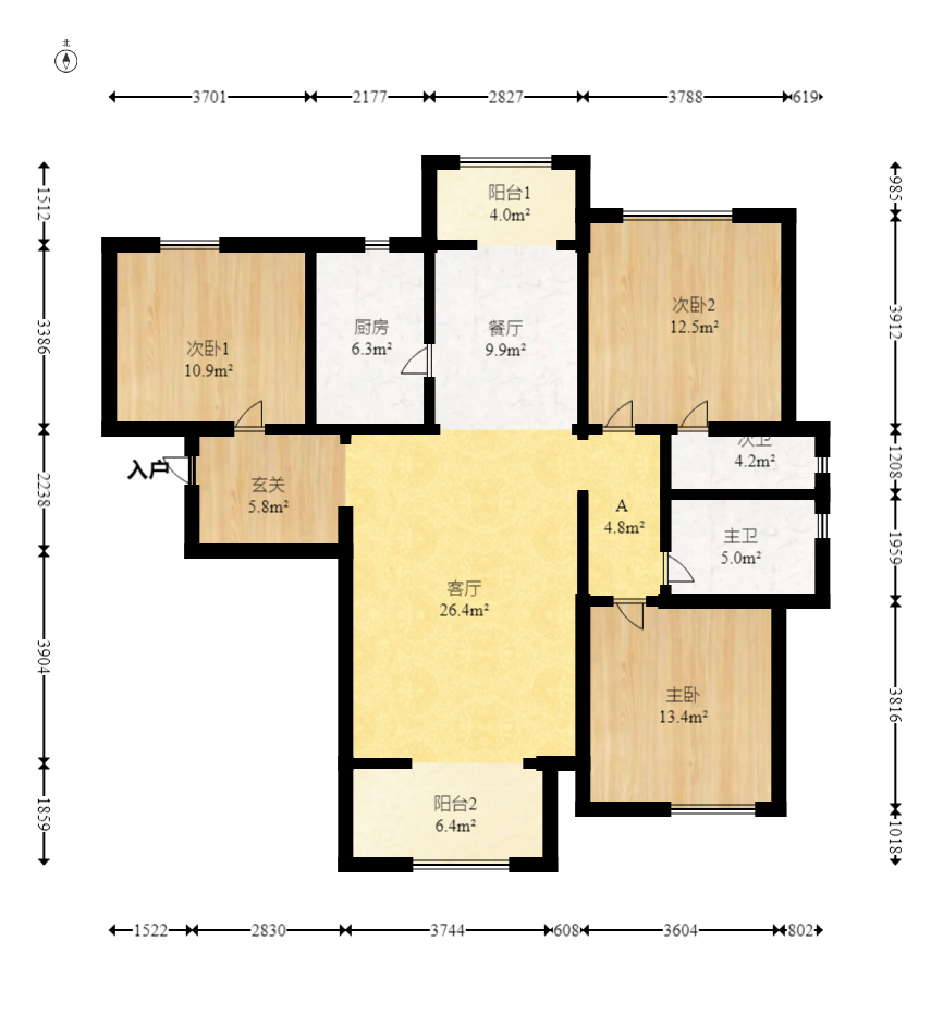 山语城三期 3室2厅2卫 85.0万 山语城三期 3室2厅2卫 85.0万户型图