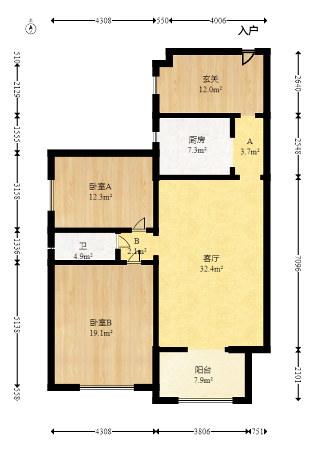才子佳苑一期/二期  3室2厅1卫    88.8万室内图1