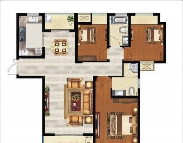 富兴嘉城  3室2厅1卫   63.80万户型图