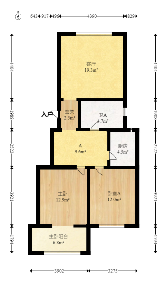 金色山庄  2室2厅1卫   86.00万室内图1
