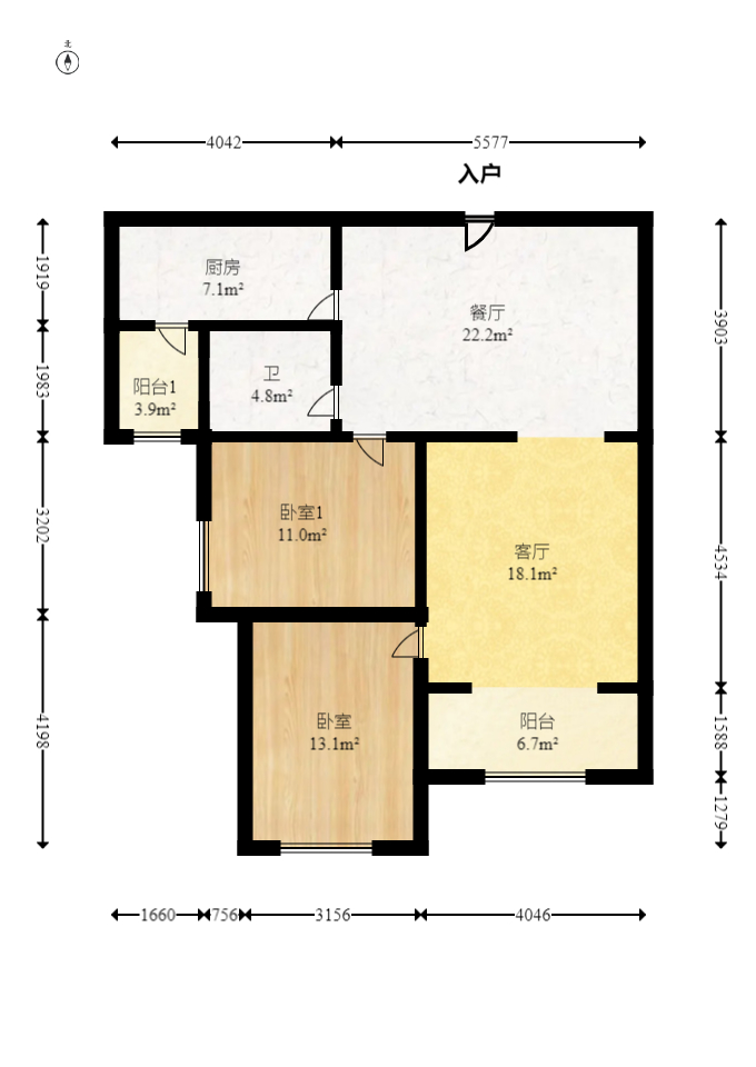 三一街区  2室2厅1卫    57.8万室内图1