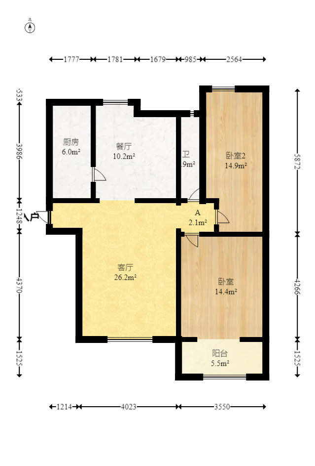 荣盛花语馨苑  3室2厅1卫   95.00万室内图1