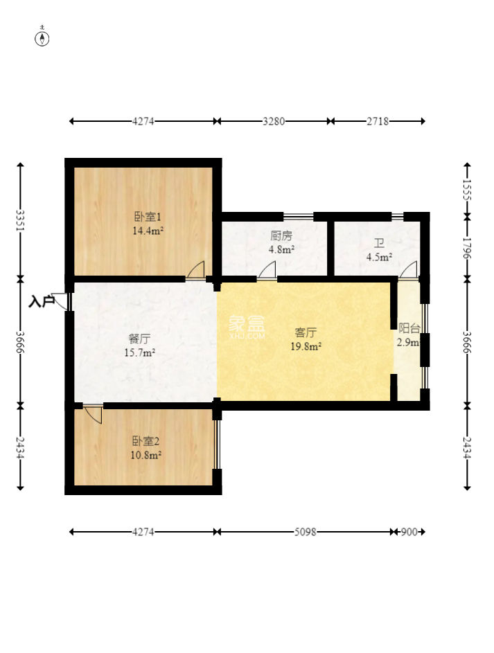 巧克力空间（建鸿达现代大厦）  2室2厅1卫    54.0万