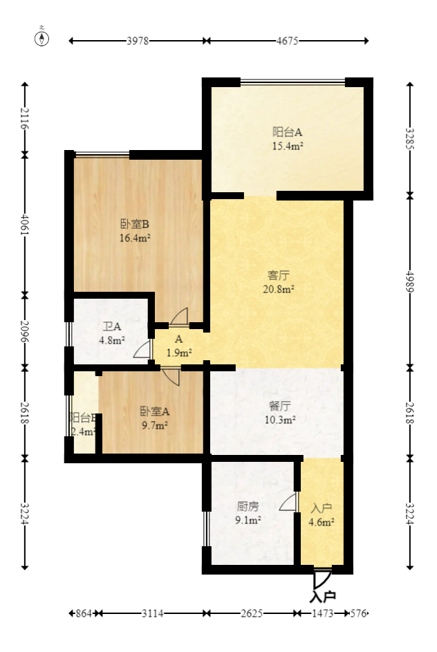华盛世纪新城  2室2厅1卫   89.00万室内图1