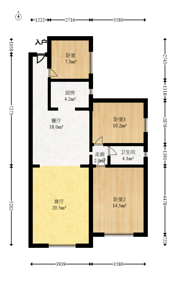 海德公园  3室2厅1卫   69.80万室内图1