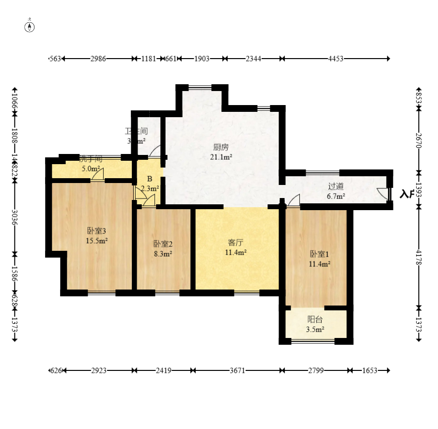 盛腾学林西岸 3室2厅1卫 68.0万 盛腾学林西岸 3室2厅1卫 68.0万户型图