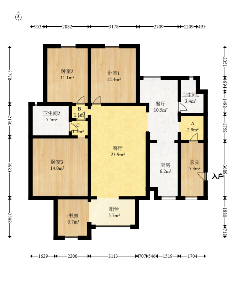 时代倾城一期 3室2厅1卫 89.0万 时代倾城一期 3室2厅1卫 89.0万户型图