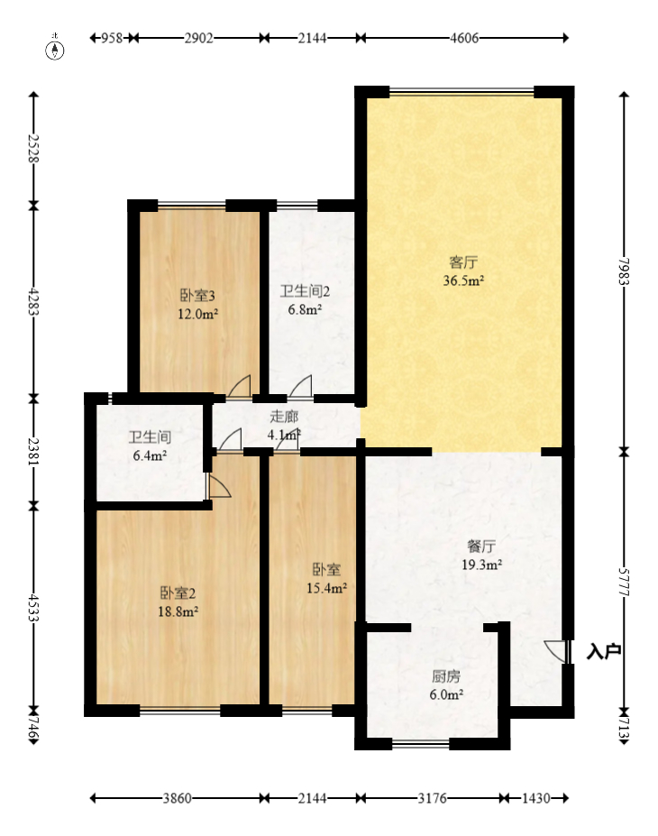 东城名苑  3室2厅2卫    83.28万室内图1