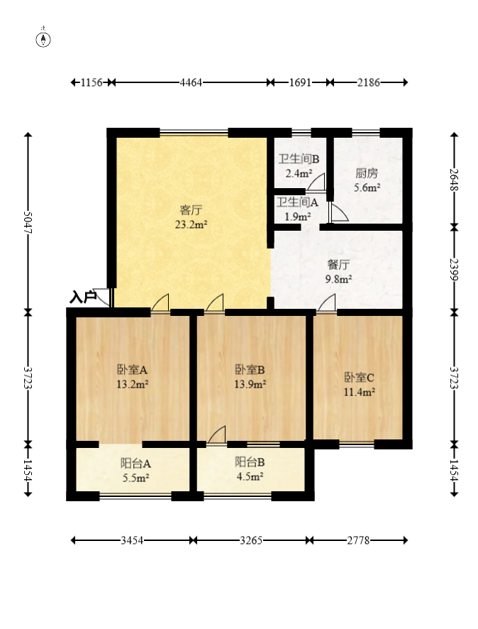 省林勘院  3室2厅1卫   95.00万室内图1