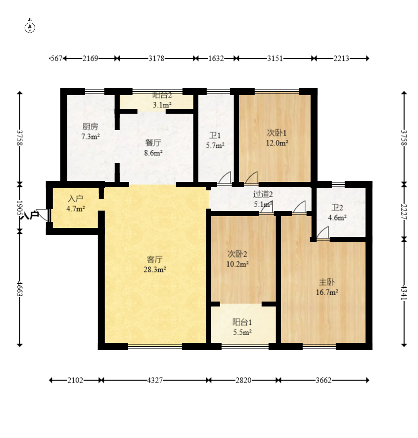 万国城(当代满庭春MOMA)一期  3室2厅2卫    92.0万 万国城(当代满庭春MOMA)一期  3室2厅2卫    92.0万户型图