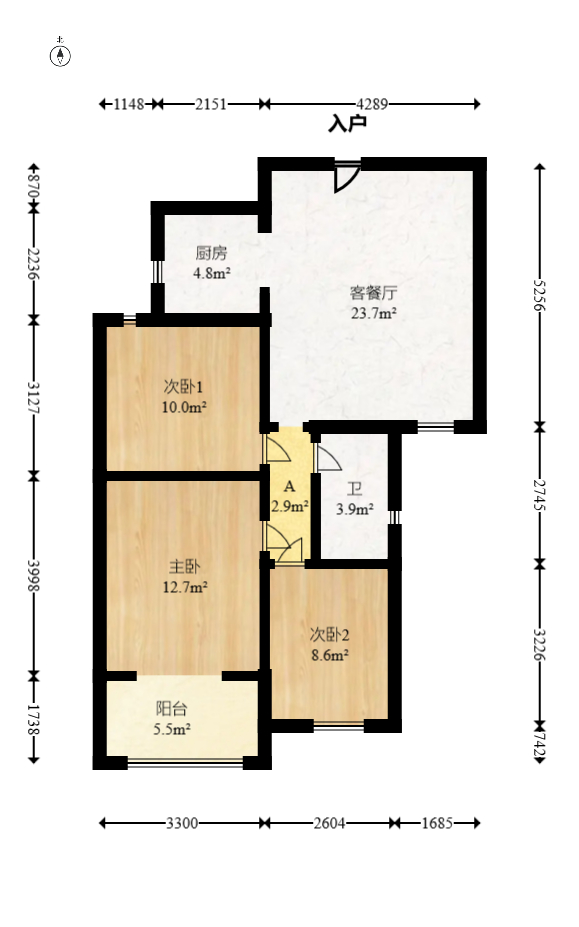 绿地海外滩一期  3室2厅1卫   66.00万室内图1