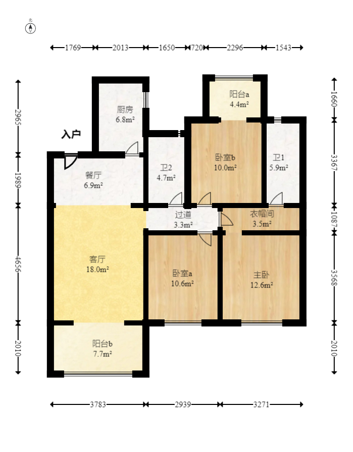 新城国际花都 3室2厅2卫 95.0万 新城国际花都 3室2厅2卫 95.0万户型图