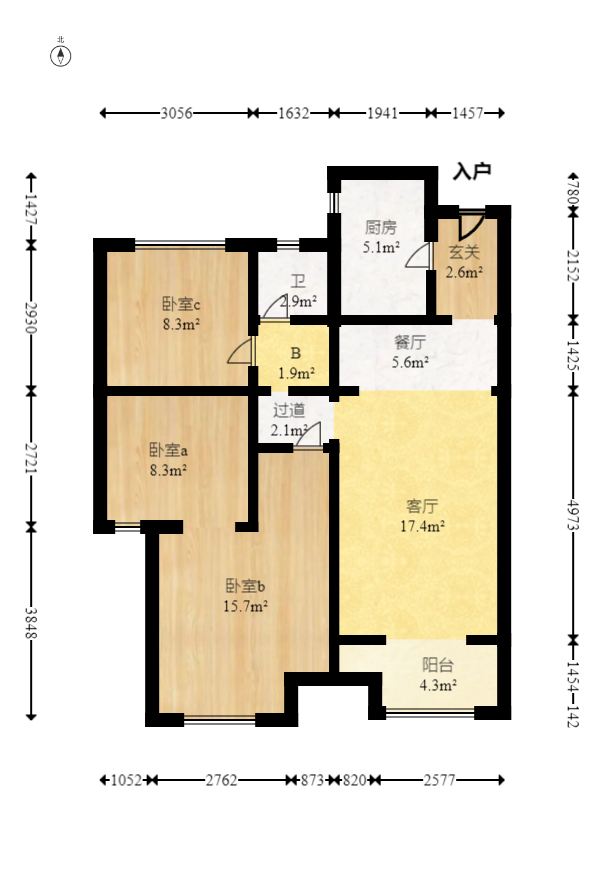 新城国际花都 3室2厅1卫 62.0万 新城国际花都 3室2厅1卫 62.0万户型图
