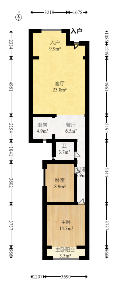 新长海广场  2室1厅1卫   51.80万室内图1