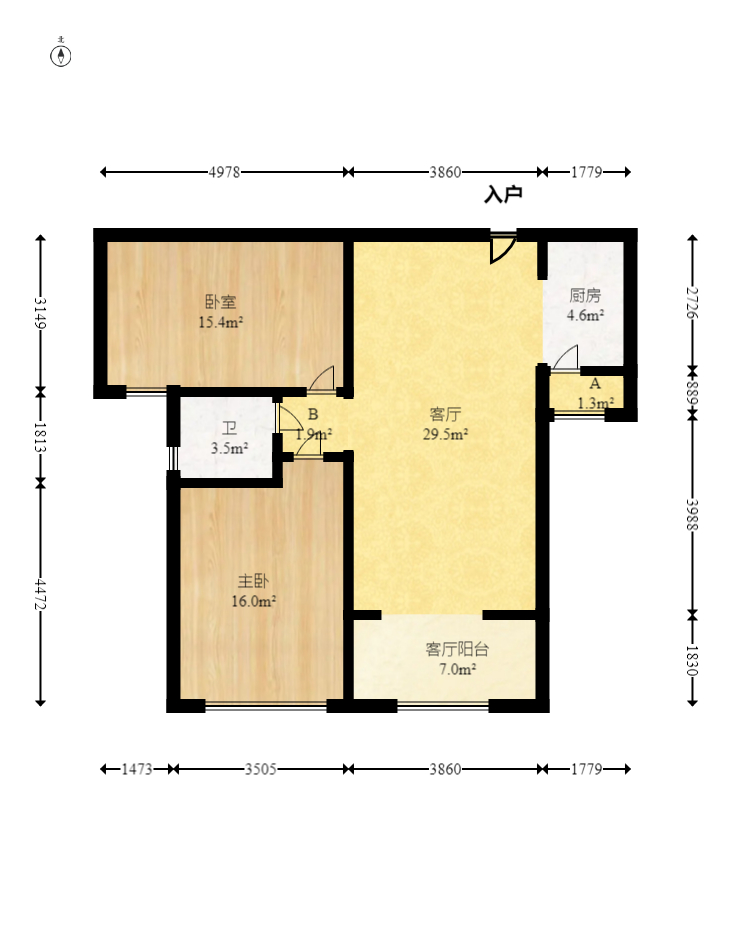 幸福里润城(幸福里二期) 2室2厅1卫 59.0万 幸福里润城(幸福里二期) 2室2厅1卫 59.0万户型图