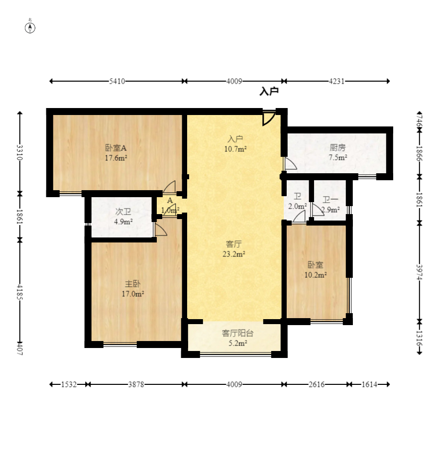 中建悦和城  3室2厅2卫    112.98万室内图1