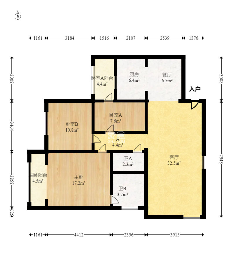 沁园春  3室2厅2卫    115.0万