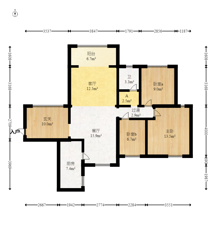 湖南报业文化城(米地亚家园) 3室2厅1卫 87.5万 湖南报业文化城(米地亚家园) 3室2厅1卫 87.5万户型图