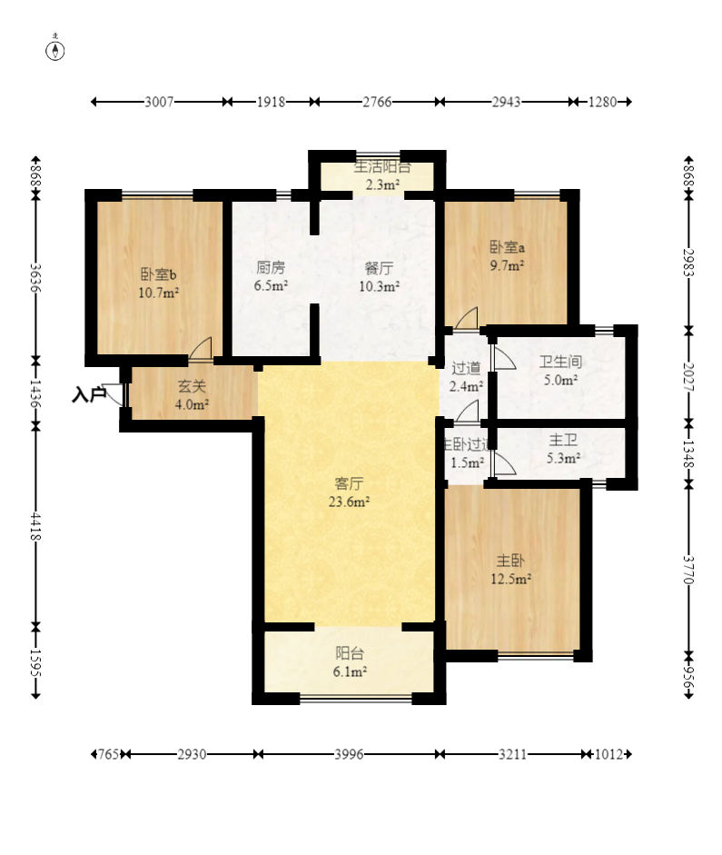 金地三千府（金地湖山樾、金地自在城）  3室2厅2卫    75.0万室内图1