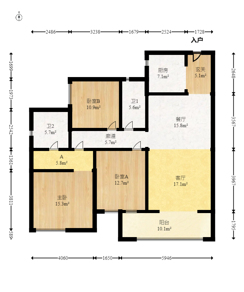 建投象山国际  3室2厅2卫    160.0万室内图1