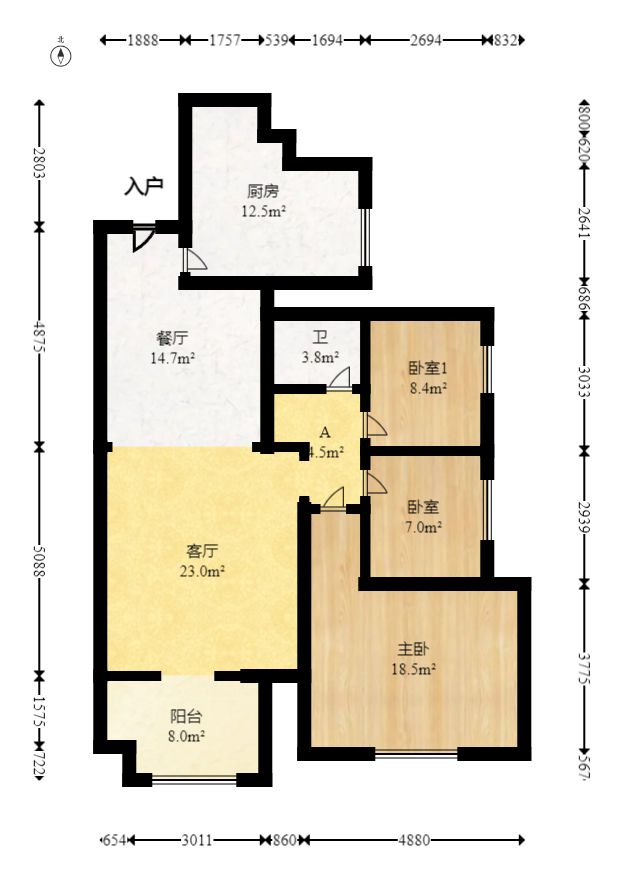 山水湾  3室2厅1卫   68.00万室内图1