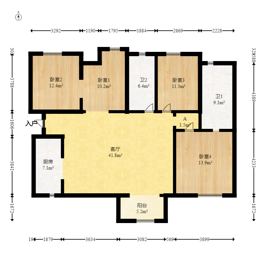 乾城（兴旺乾城）  4室2厅2卫   121.00万室内图1