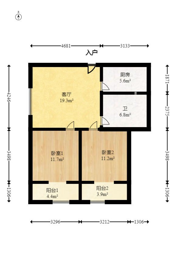 天鸿天府（天鸿中央大院）  2室1厅1卫   70.00万室内图1