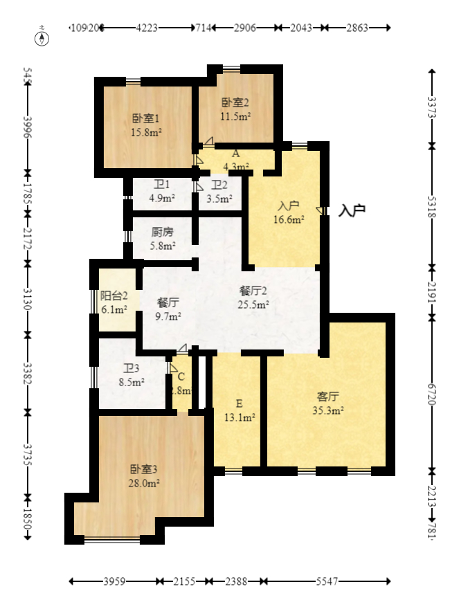融科檀香山（融科紫檀、香山国际）  4室2厅2卫   400.00万室内图1