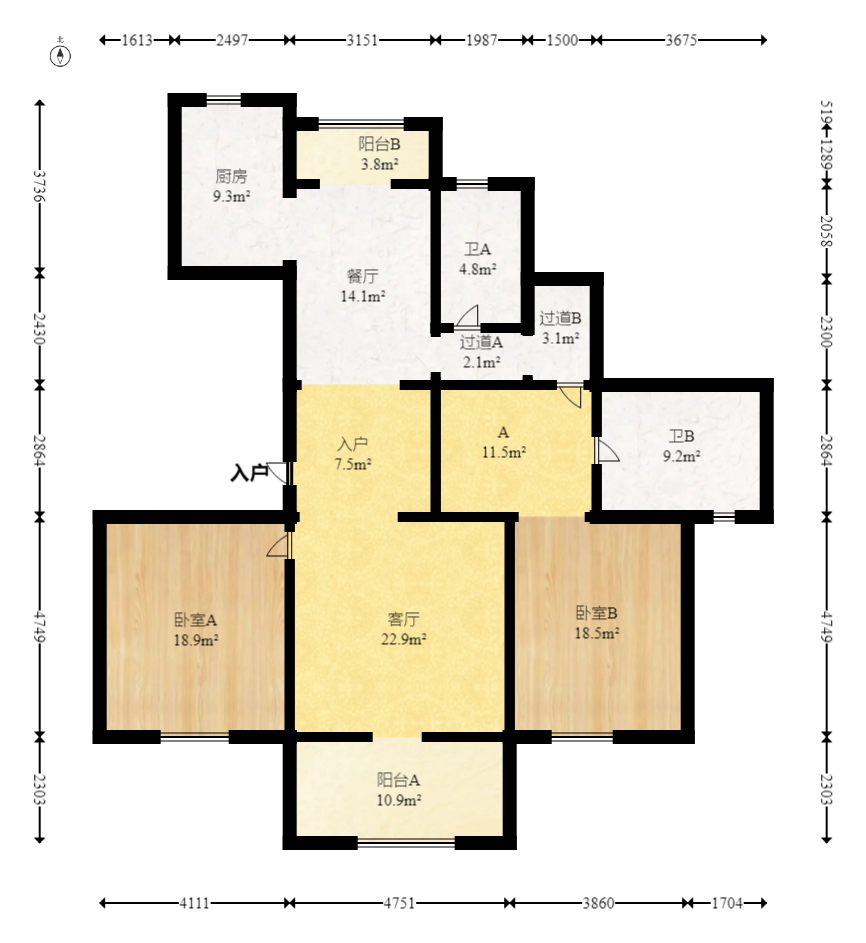 湘水郡（兴旺小爱同学）  4室2厅3卫   115.00万室内图1