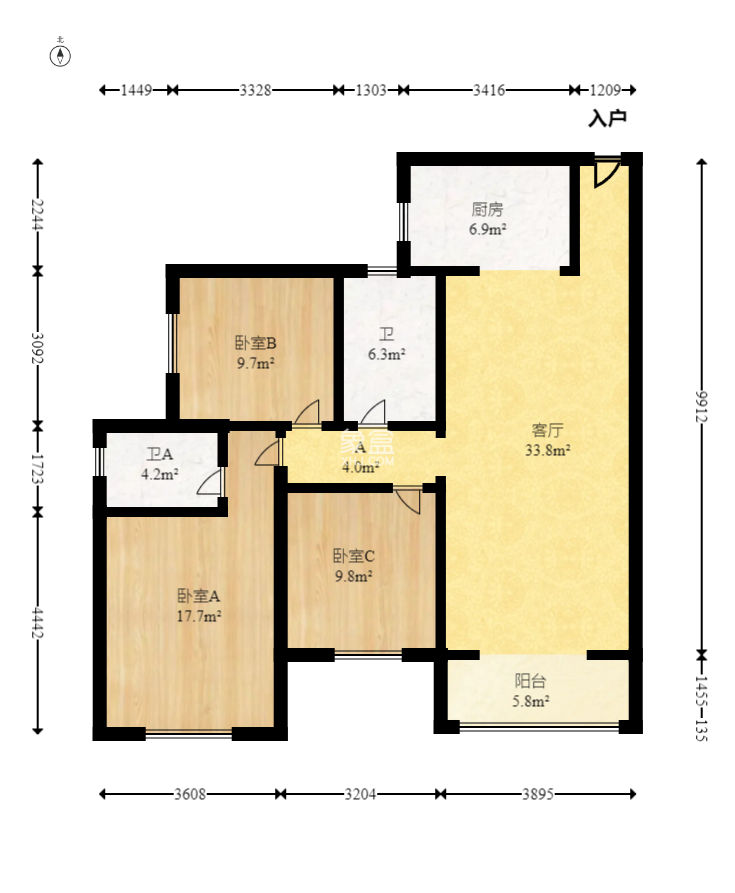 达美D6区  3室2厅2卫    95.0万
