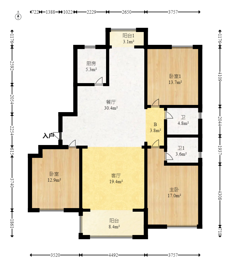 荣盛城  4室2厅2卫    108.0万 荣盛城  4室2厅2卫    108.0万户型图