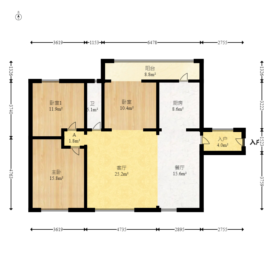 荣盛花语城 3室2厅1卫 95.0万 荣盛花语城 3室2厅1卫 95.0万户型图