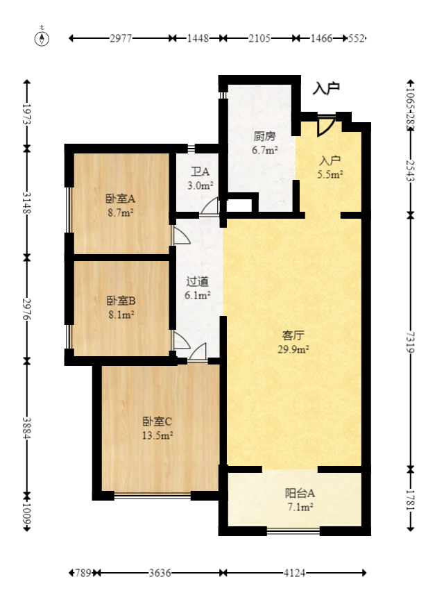 中建嘉和城凤凰台（中建瑞兴家园）  3室2厅1卫   130.00万室内图1