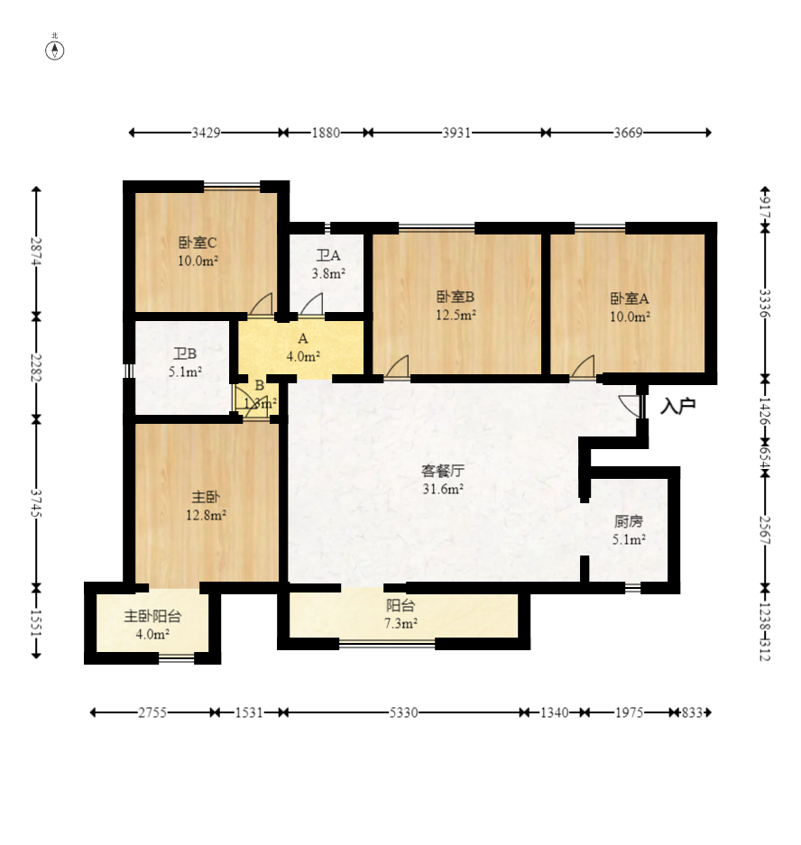 保利天禧D区  4室2厅2卫   255.00万室内图1