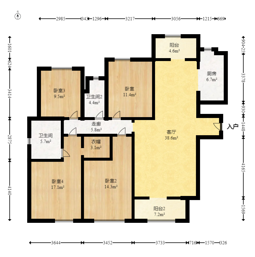 金茂建發(fā)觀悅  4室2廳2衛(wèi)    195.0萬室內(nèi)圖1