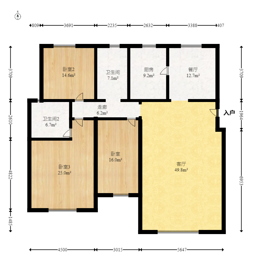 博雅湘水湾 3室2厅2卫 78.8万 博雅湘水湾 3室2厅2卫 78.8万户型图