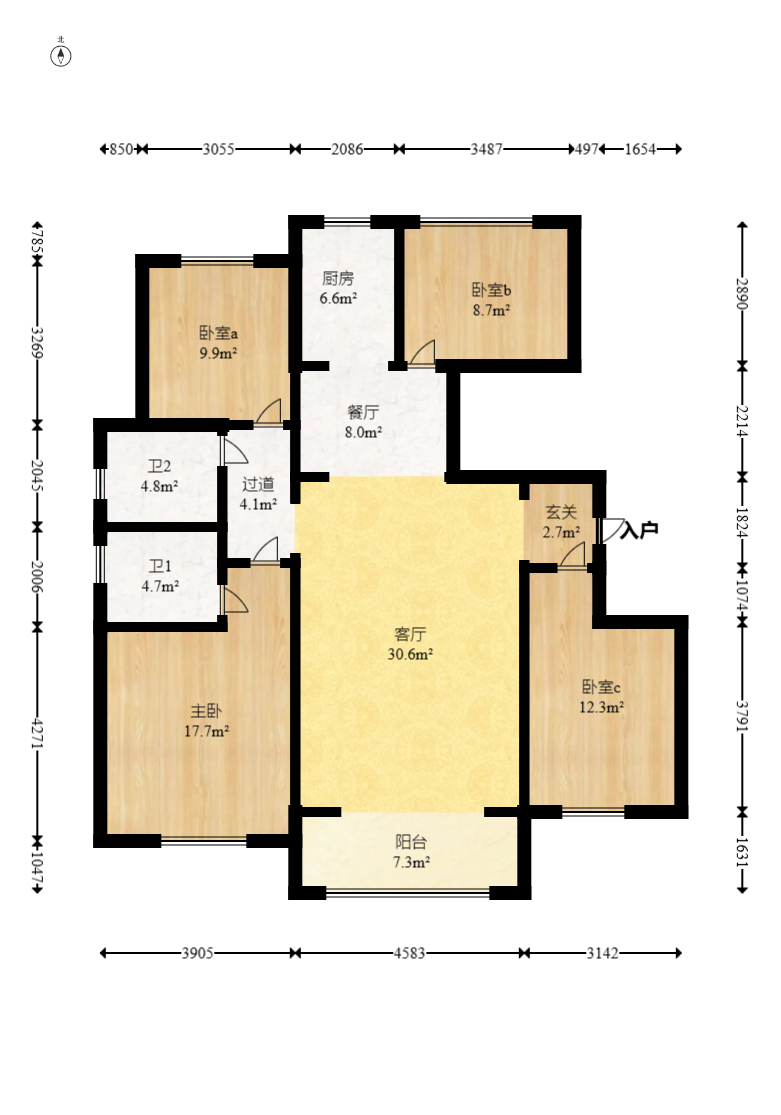 荣盛岳麓峰景 4室2厅2卫 105.0万 荣盛岳麓峰景 4室2厅2卫 105.0万户型图