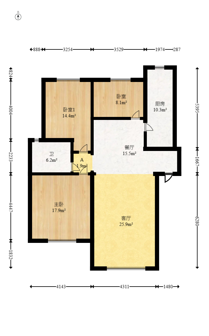 山水湾  3室2厅1卫   59.80万室内图1