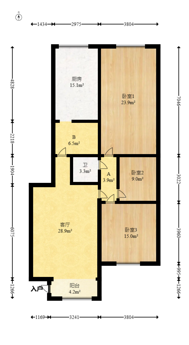 梅岭村  3室2厅1卫   99.00万室内图1