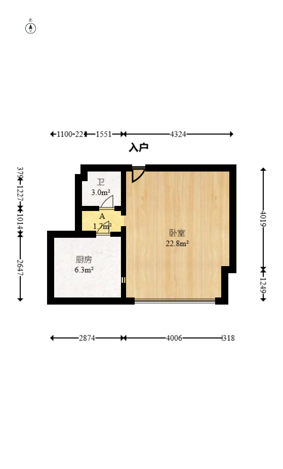 左岸右岸  1室1厅1卫   35.00万室内图1