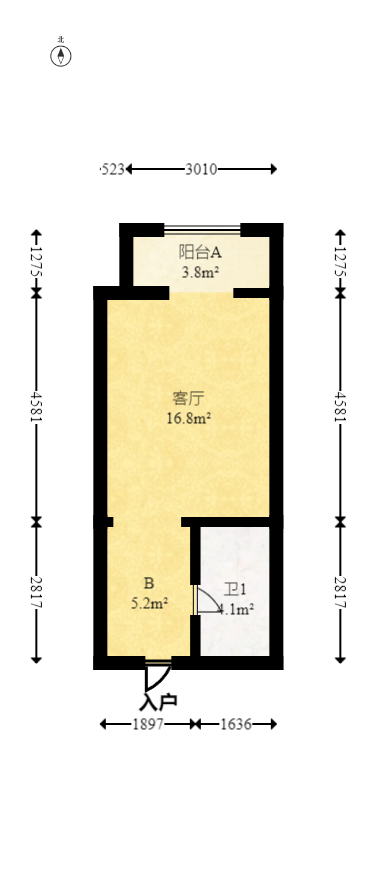 明昇壹城（明昇时代广场）二期  1室1厅1卫   46.00万室内图1