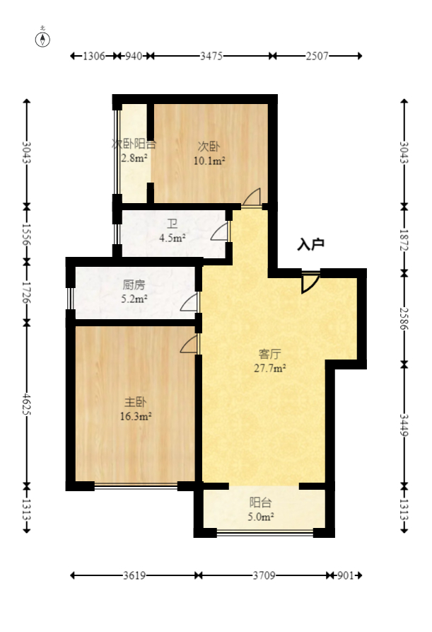 星电恬园  2室2厅1卫    65.0万 星电恬园  2室2厅1卫    65.0万户型图