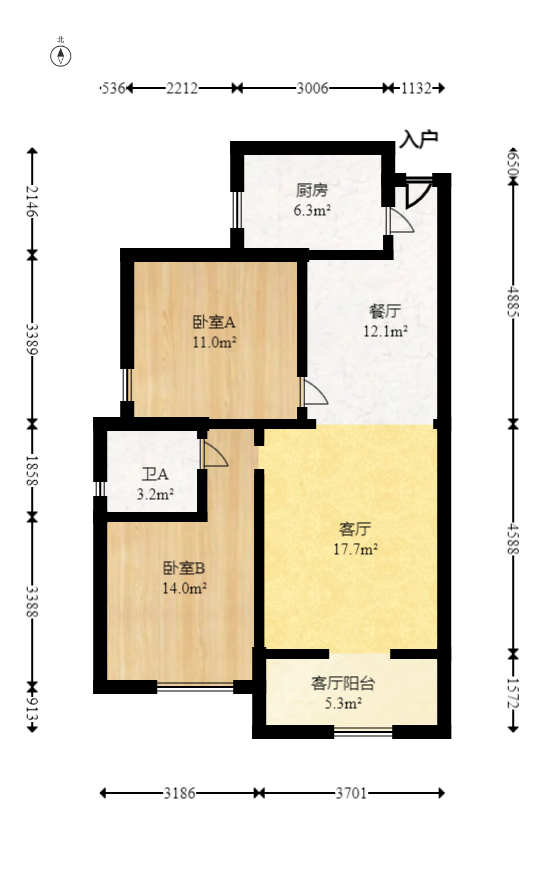 钰龙天下一期  2室2厅1卫    172.0万室内图1