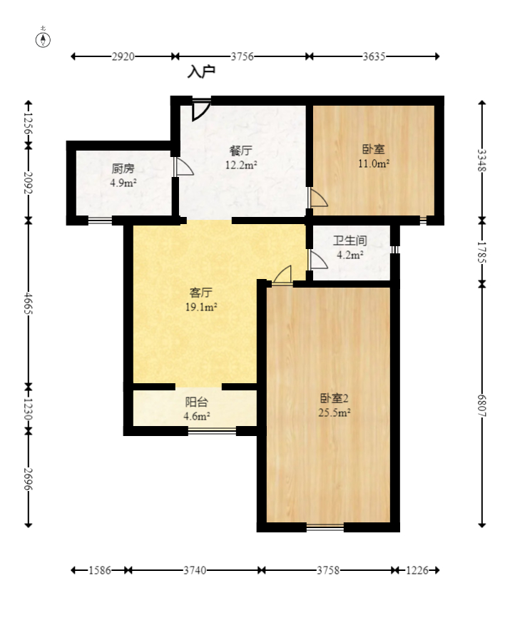 未来蜂巢  2室2厅1卫   43.80万室内图1