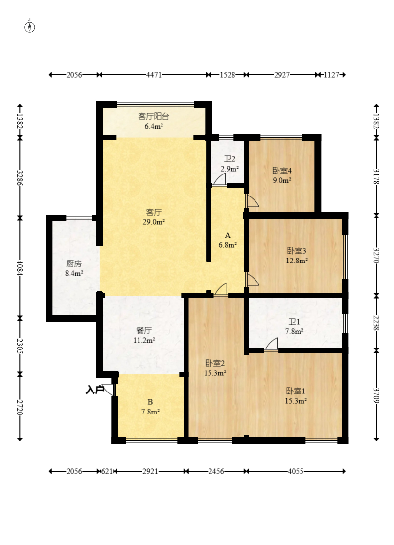 生活艺术城 4室2厅2卫 145.0万 生活艺术城 4室2厅2卫 145.0万户型图